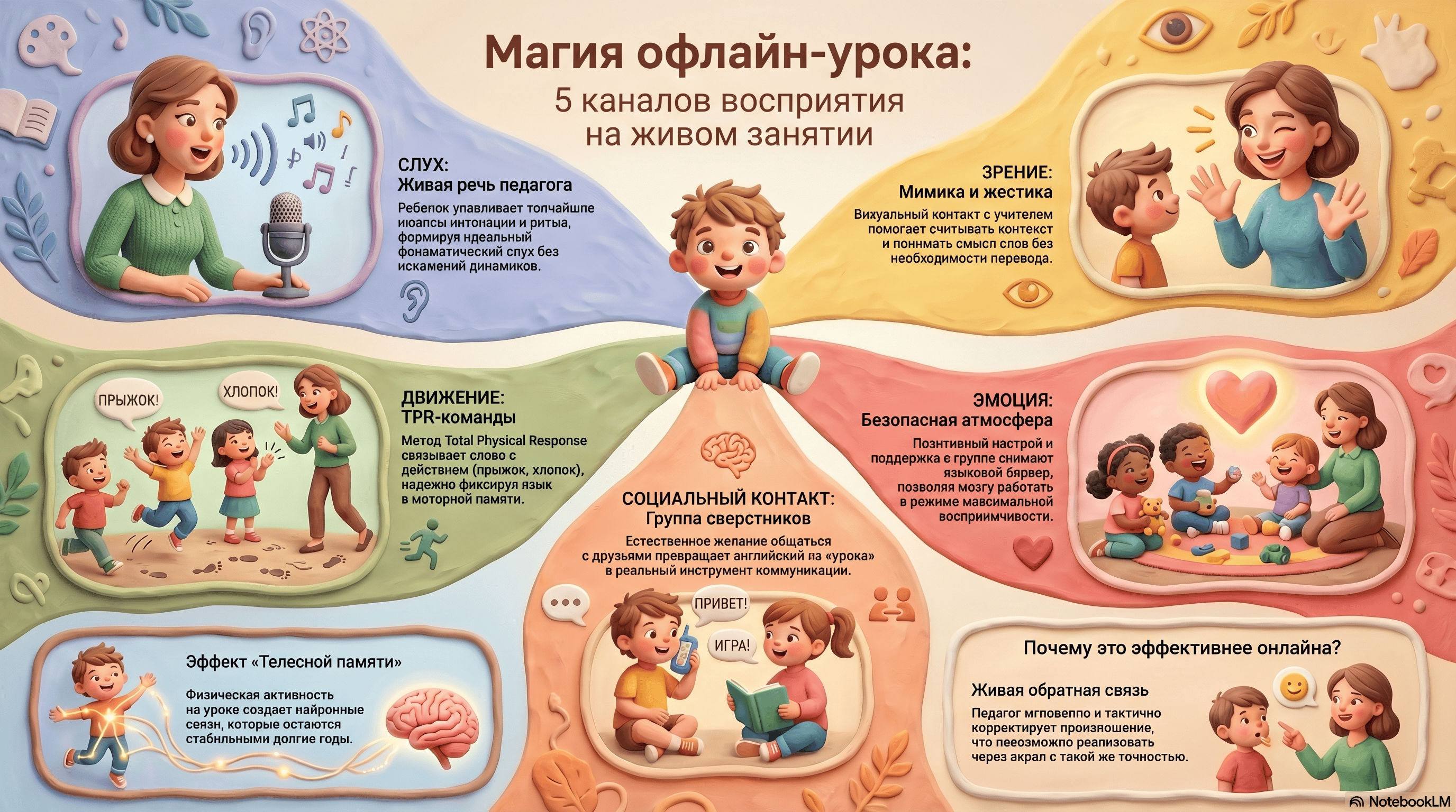 Каналы восприятия на офлайн-занятии английским для дошкольников