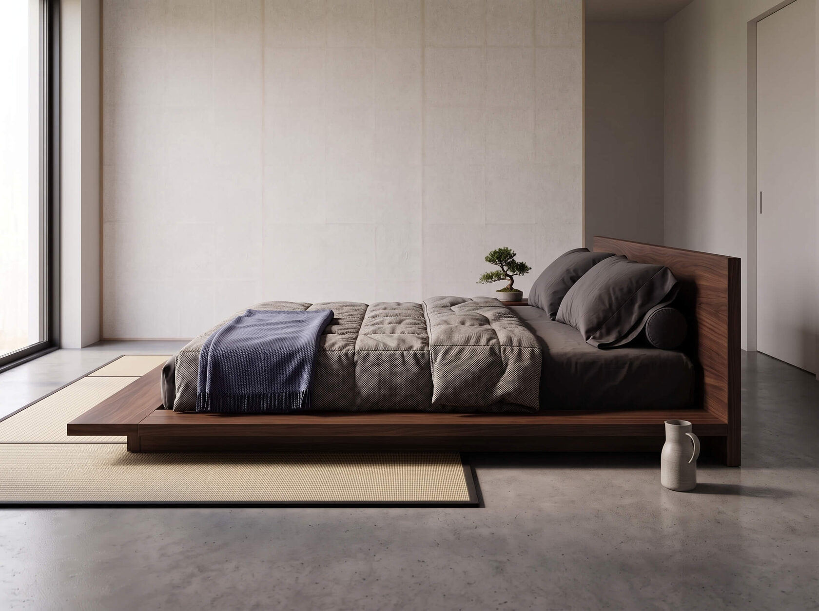 Низкая кровать-татами Treebed сбоку в интерьере
