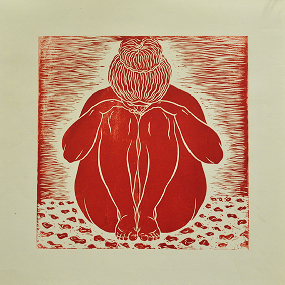 engraving linocut Nude