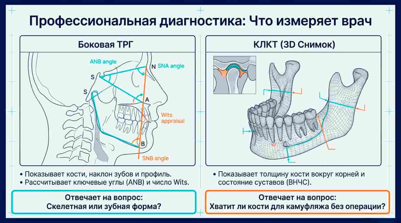 Показатели ТРГ: ANB, Wits, SNA и SNB