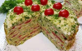 Приготовление кабачкового торта с помидорами, сыром и чесноком: шаг 17