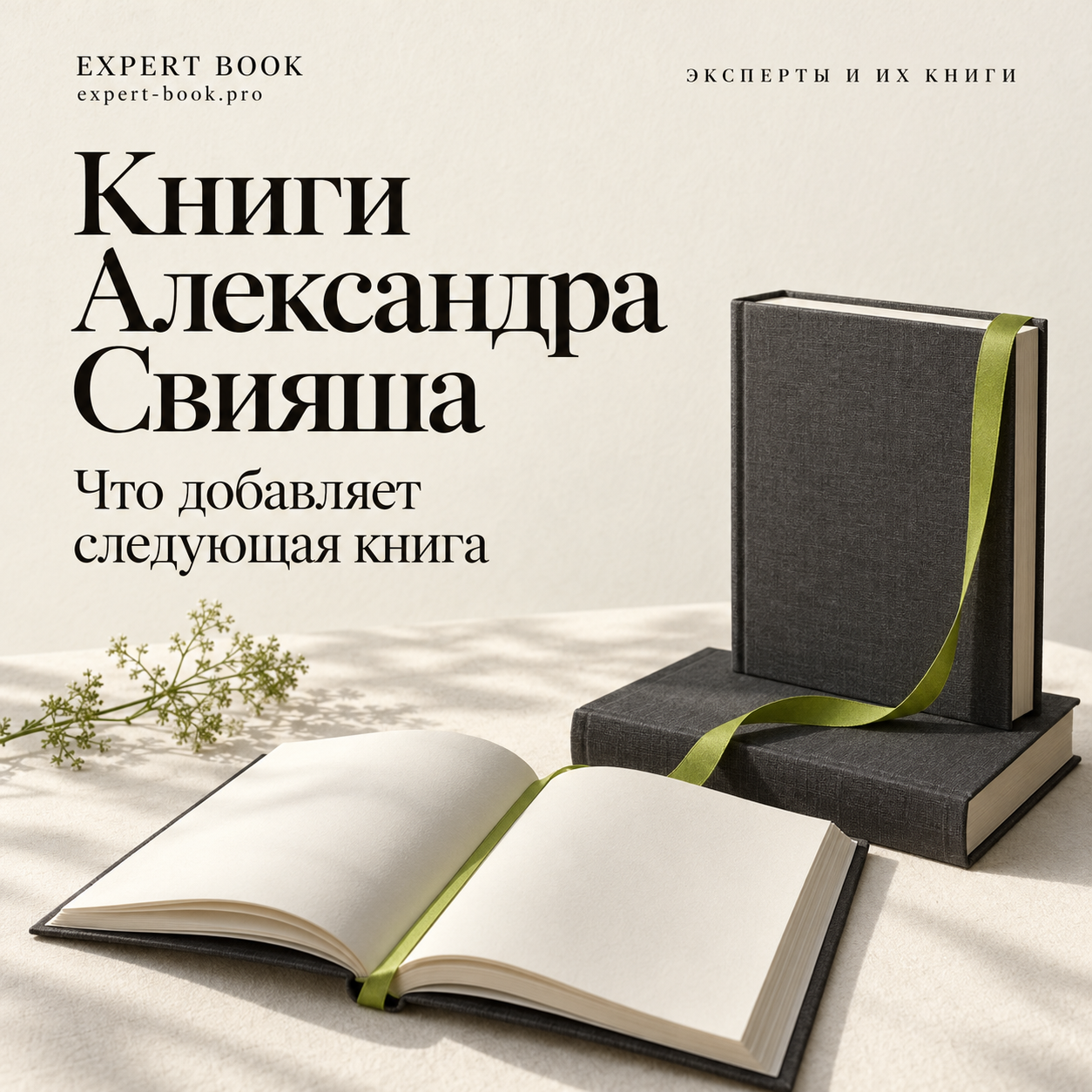Книги Александра Свияша: редакционная композиция с книгами и блокнотом