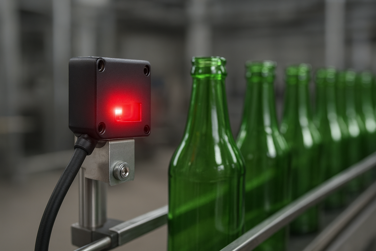 Оптический датчик на производственной линии