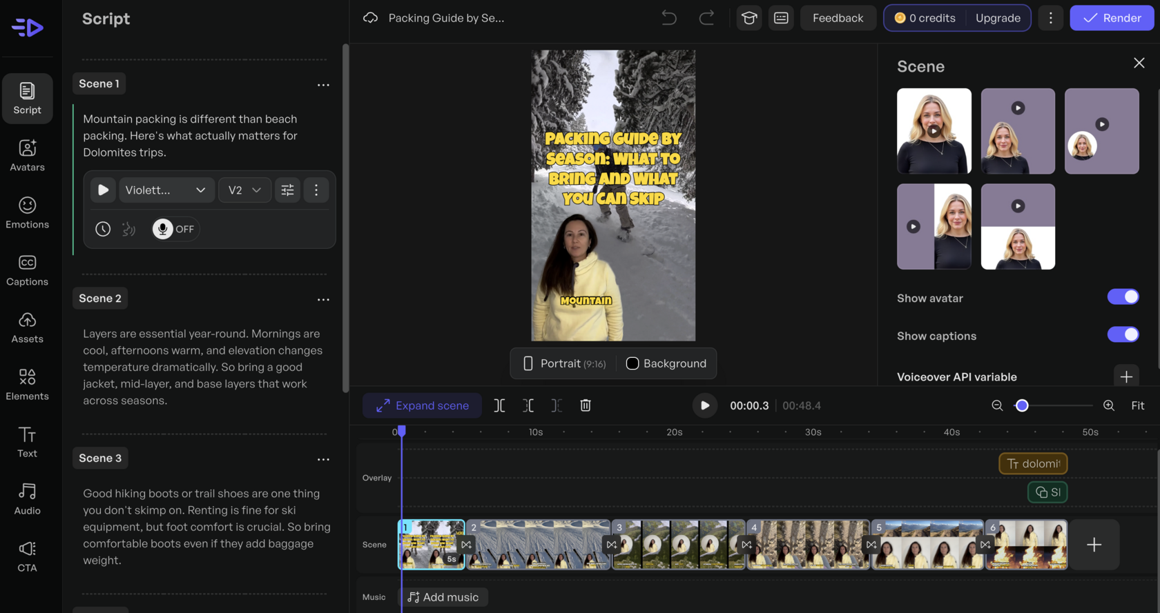 Creatify digital avatar reels creating scenario
