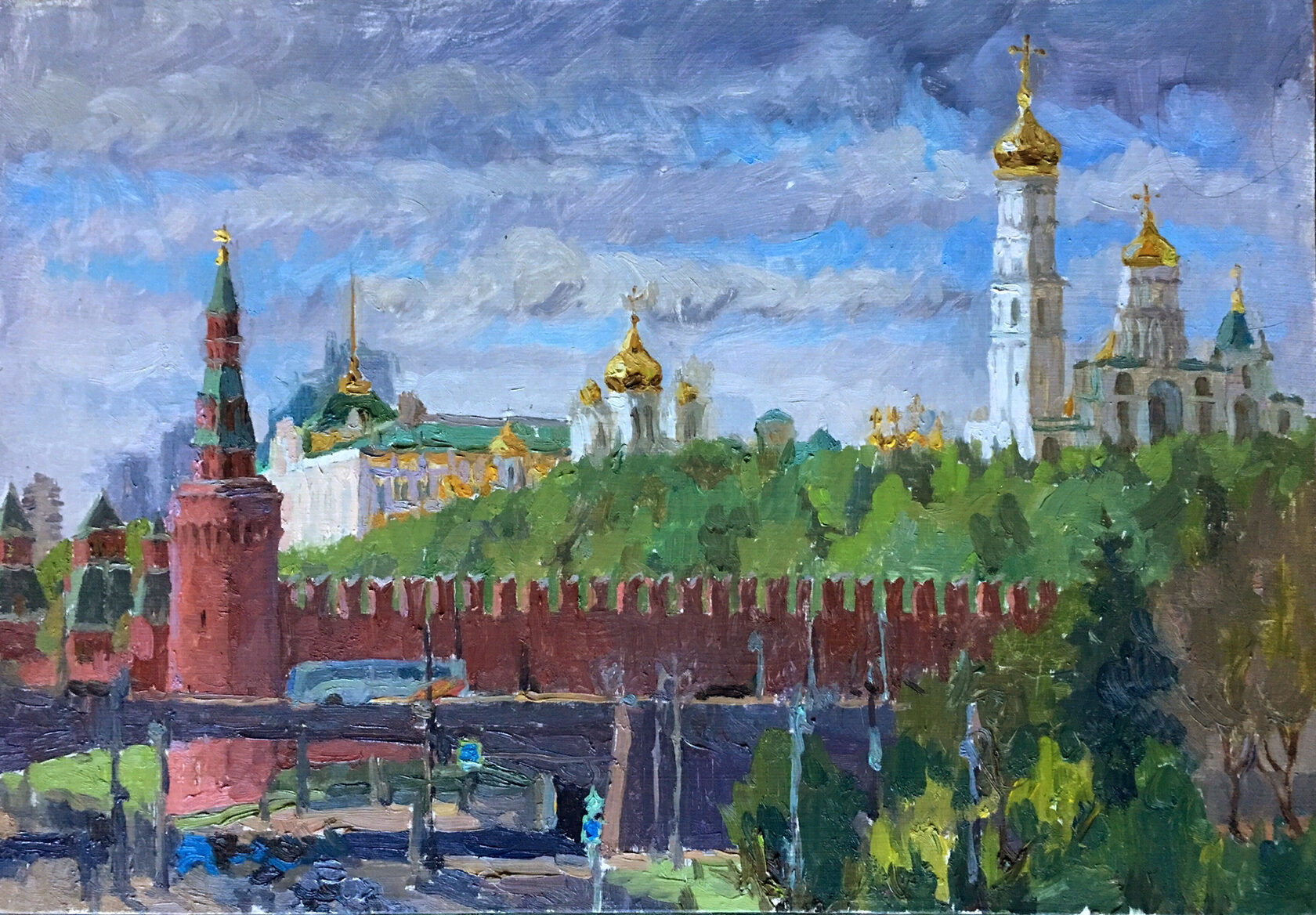 Пейзаж Москвы с Кремлем для детей