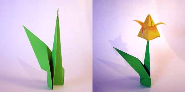 Урок-схема оригами тюльпан из бумаги | Оригами, Бумага для оригами, Поделки