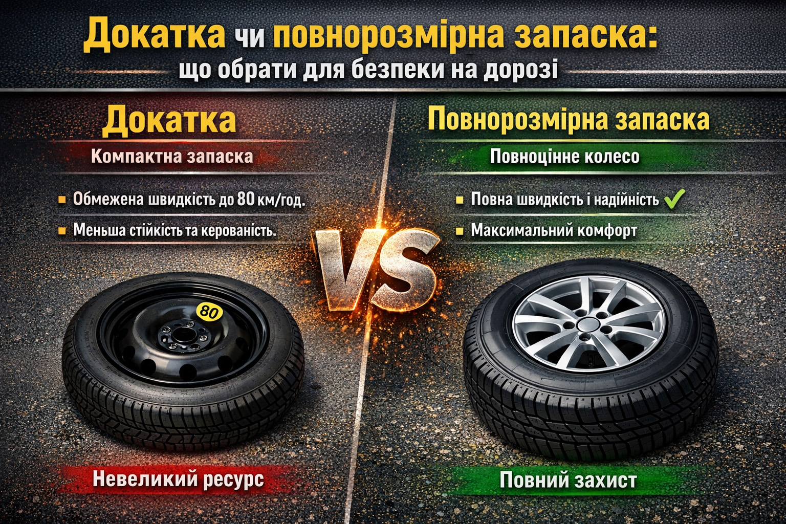 Докатка і повнорозмірна запаска