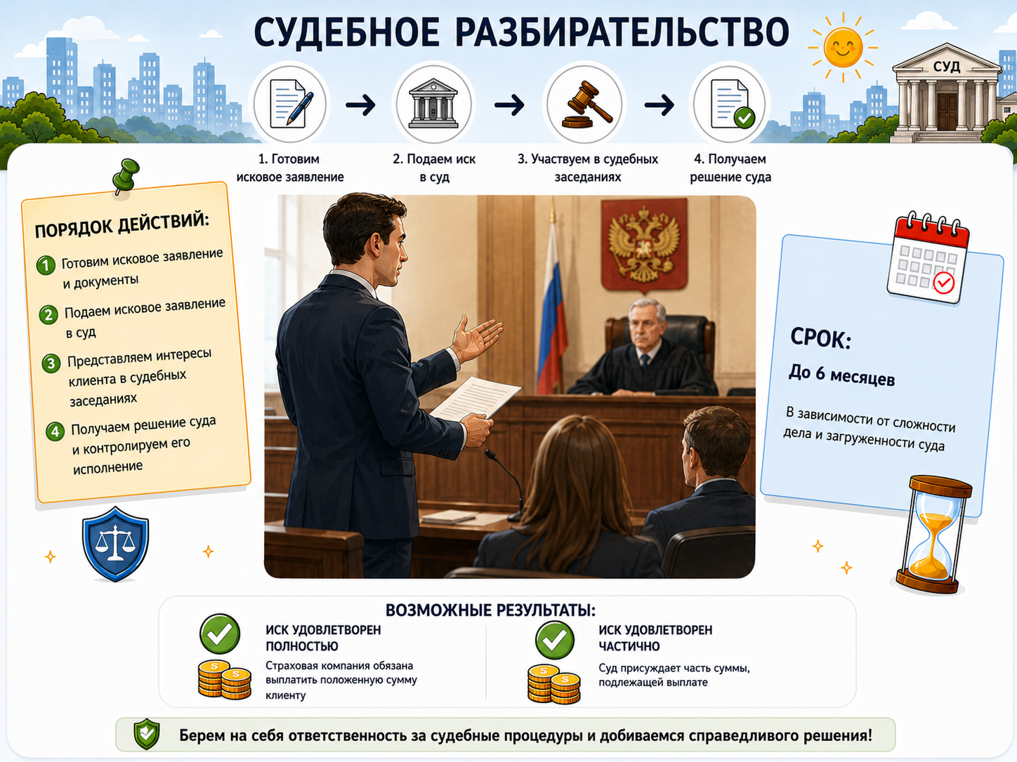 Судебное разбирательство по страховому случаю