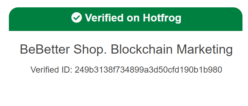 Verified on Hotfrog BeBetter Shop
