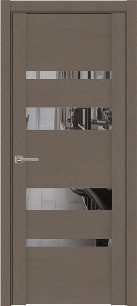 Дверь межкомнатная UniLine Soft Touch 30013 Остекленная стекло зеркало серое цвет Софт Тортора
