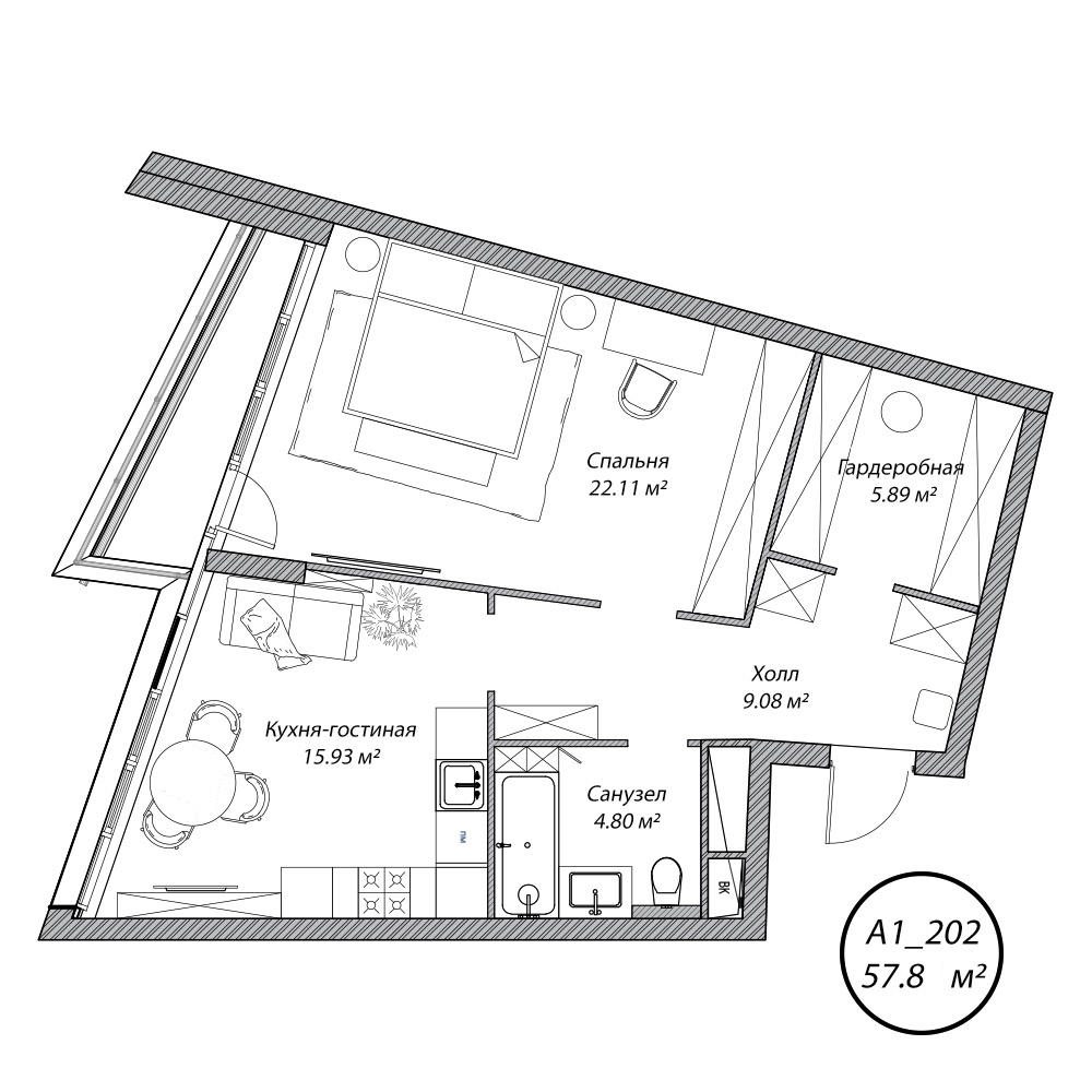 Планировка 2-комн.