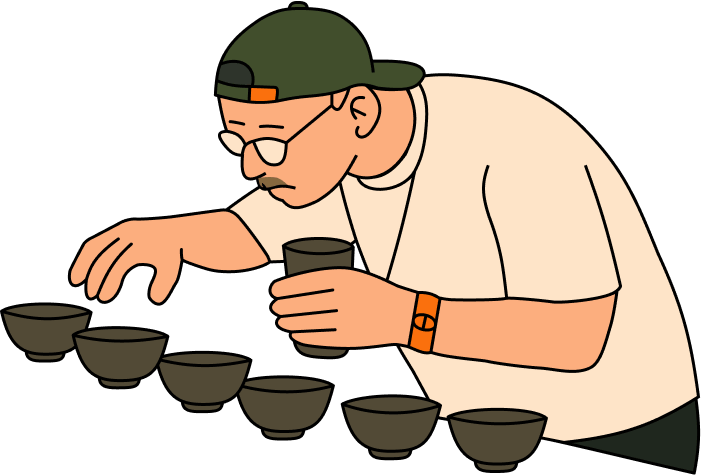 Мужчина с пиалками