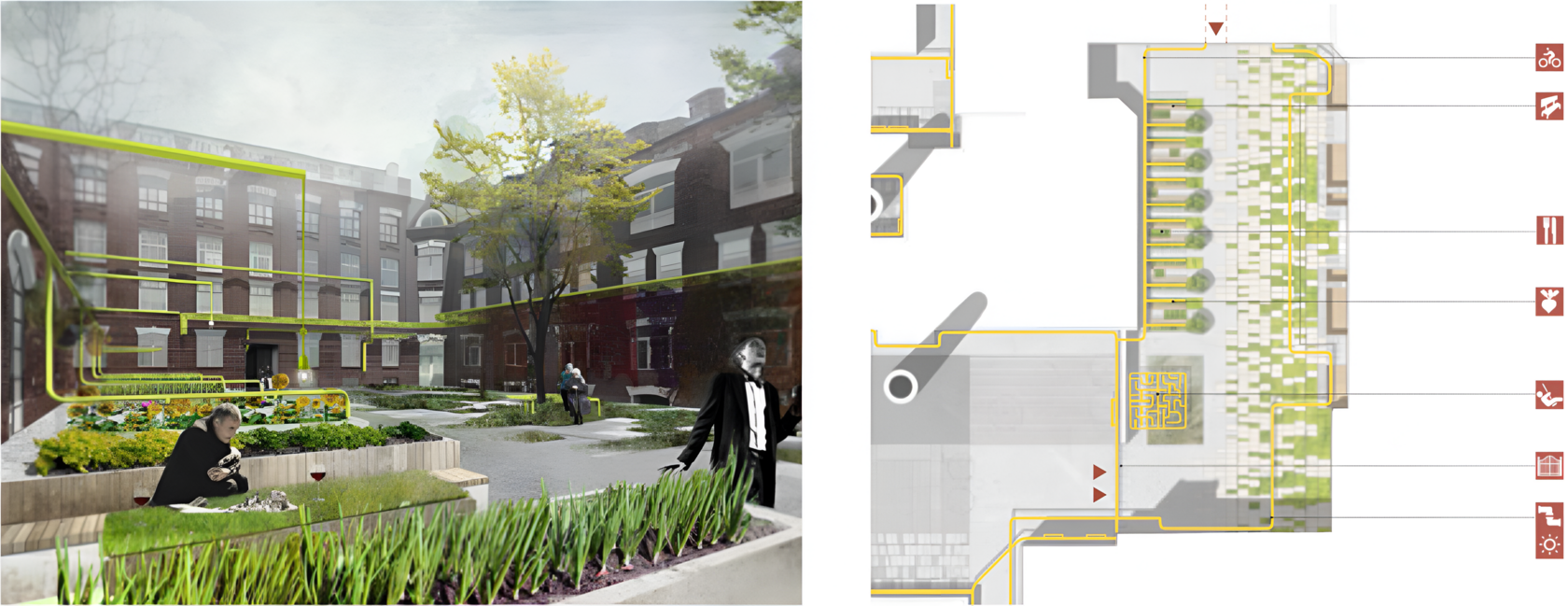 Renovation of the Kristall Factory. Gardens