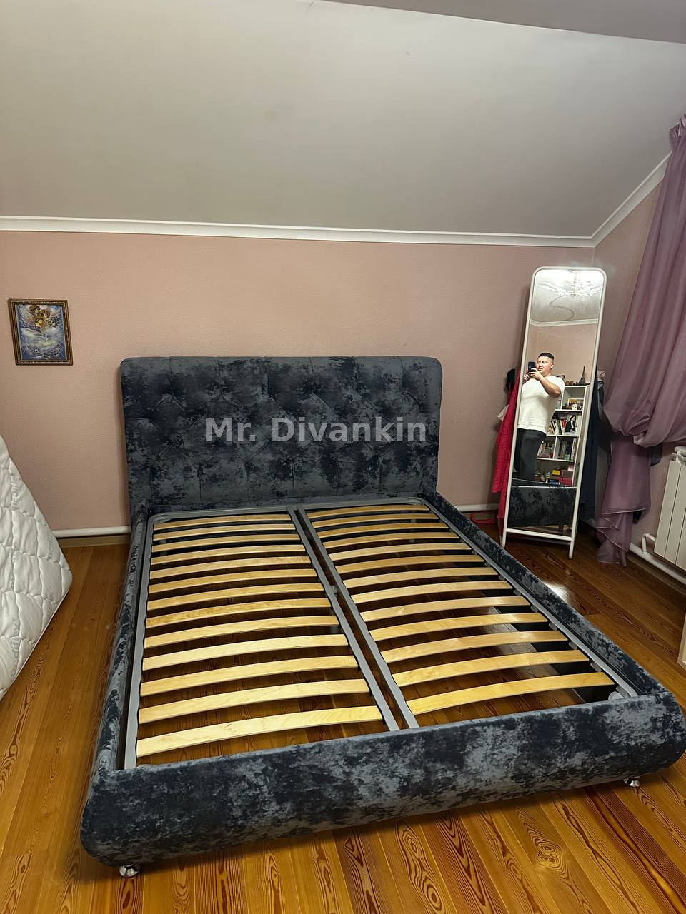 Кровать и прикроватная тумба: после перетяжки — Mr. Divankin