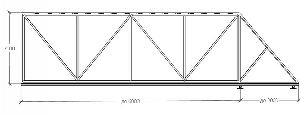 Схема каркаса откатных ворот 4 метра