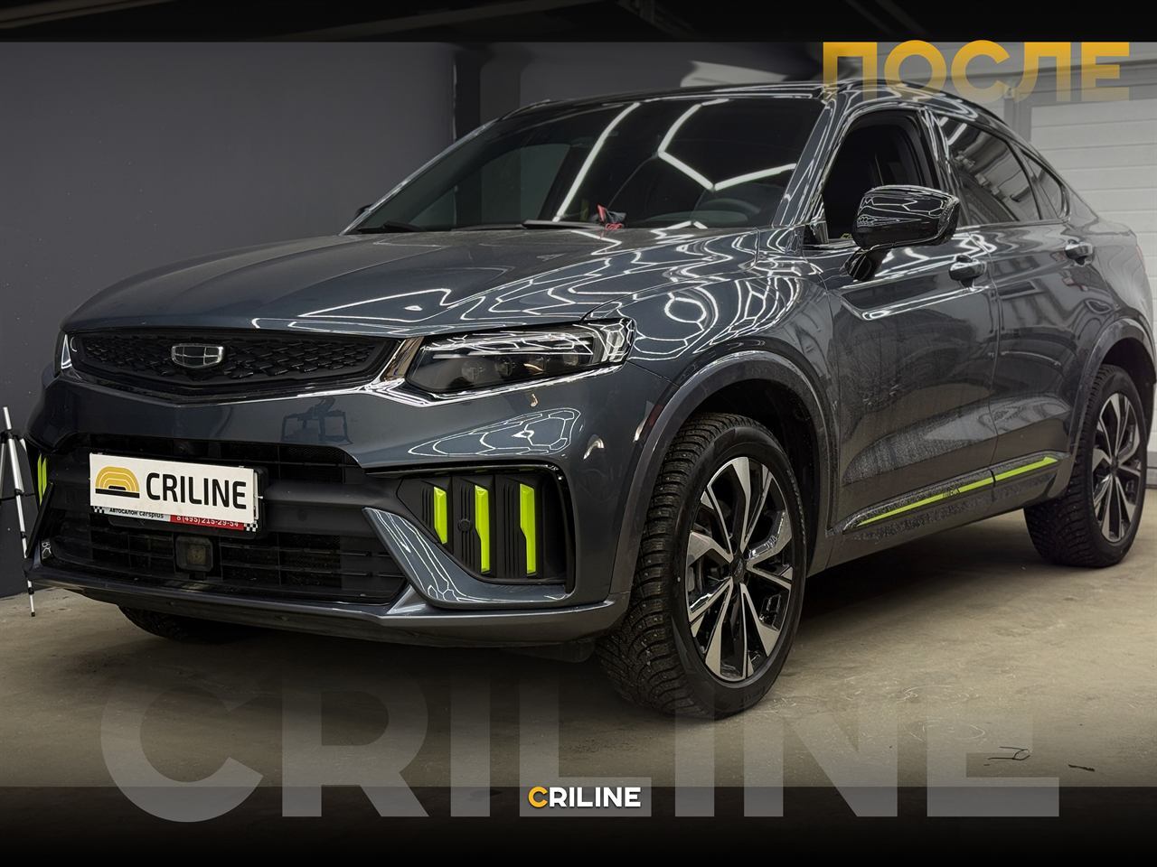 Geely Tugella после установки 4 Bi-LED модулей Criline M3