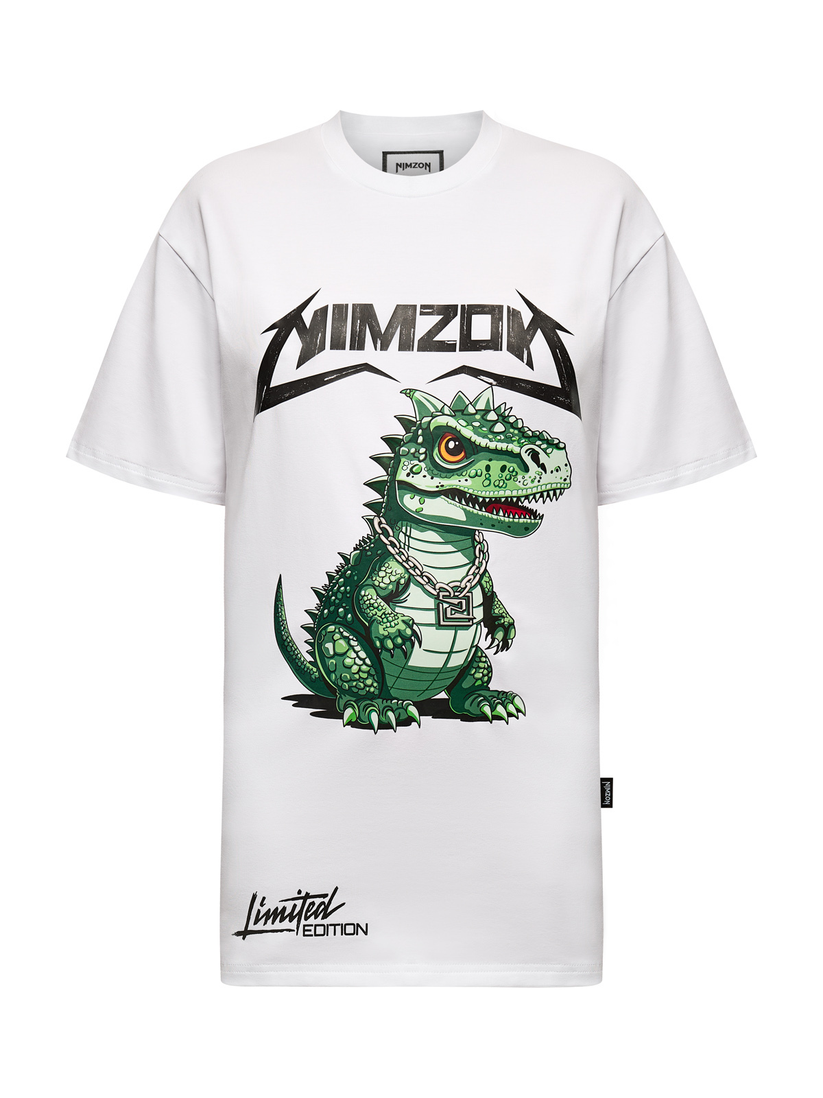 белая футболка с рисунком динозавра