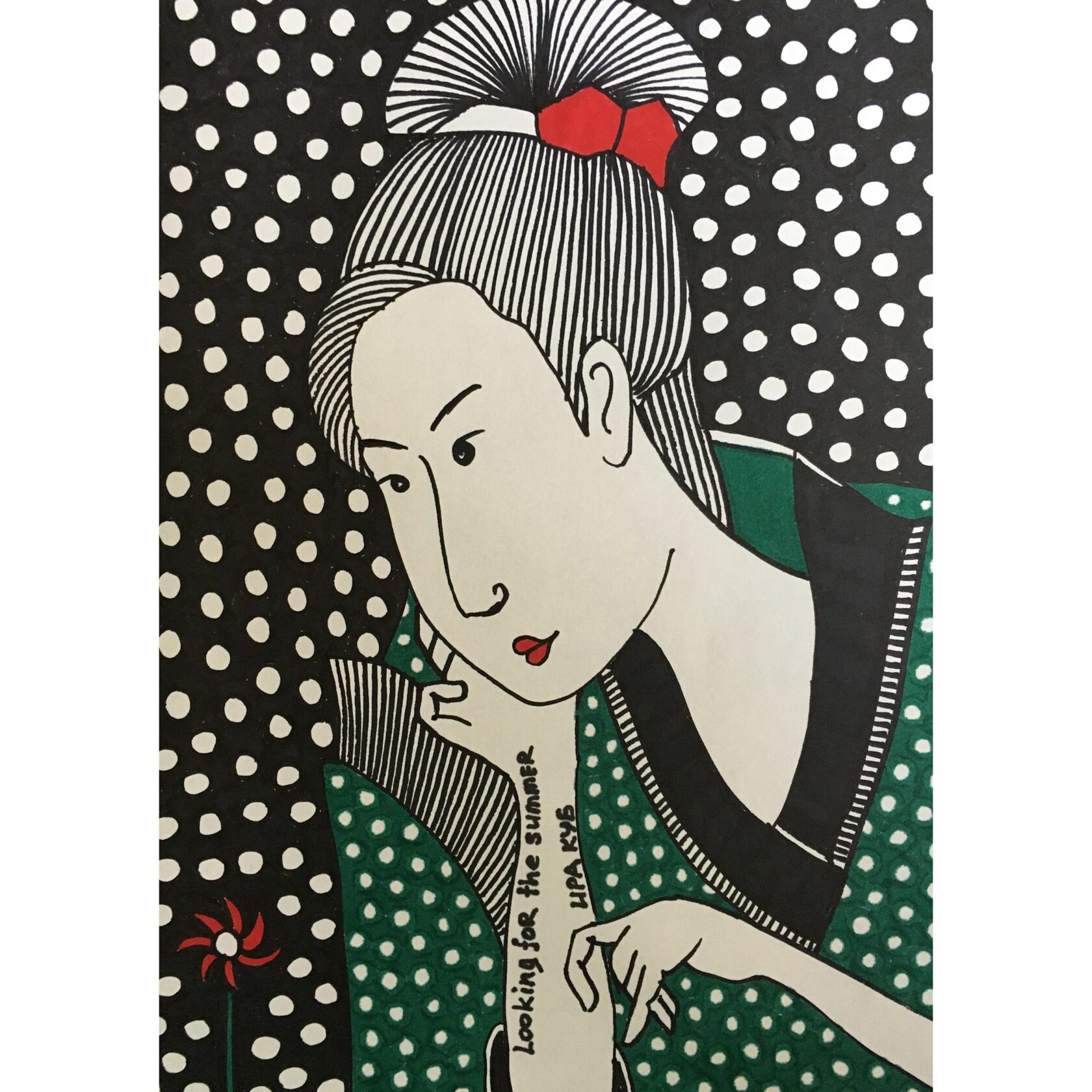 Художник Ира Куб картина &quot;Японка-Портрет с цветком&quot;