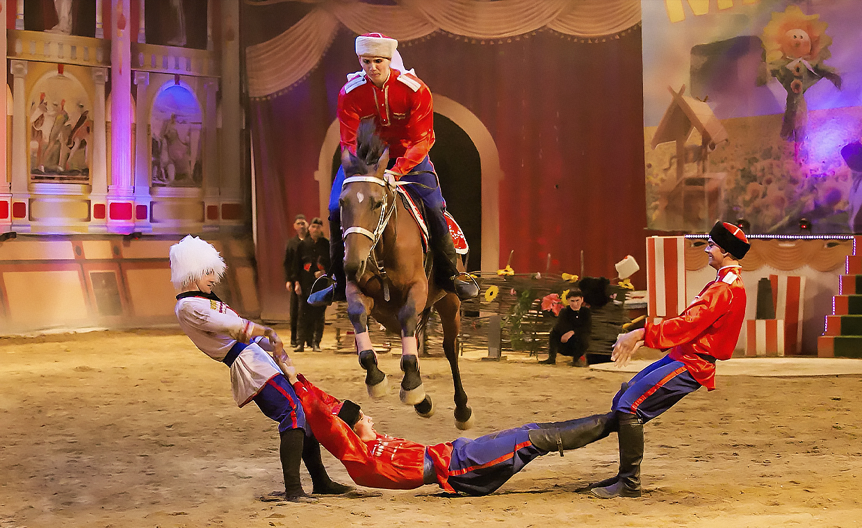 Конный номер шоу «Кубанская пленница» в КТК «Россия»