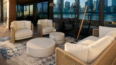 Skyline Terrace - custom DOMA rug, Abu Dhabi waterfront residence