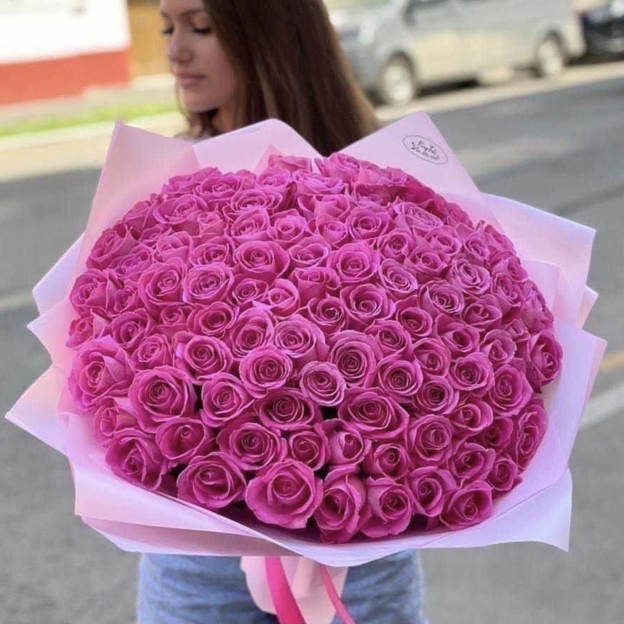 Букет из 101 розы аква