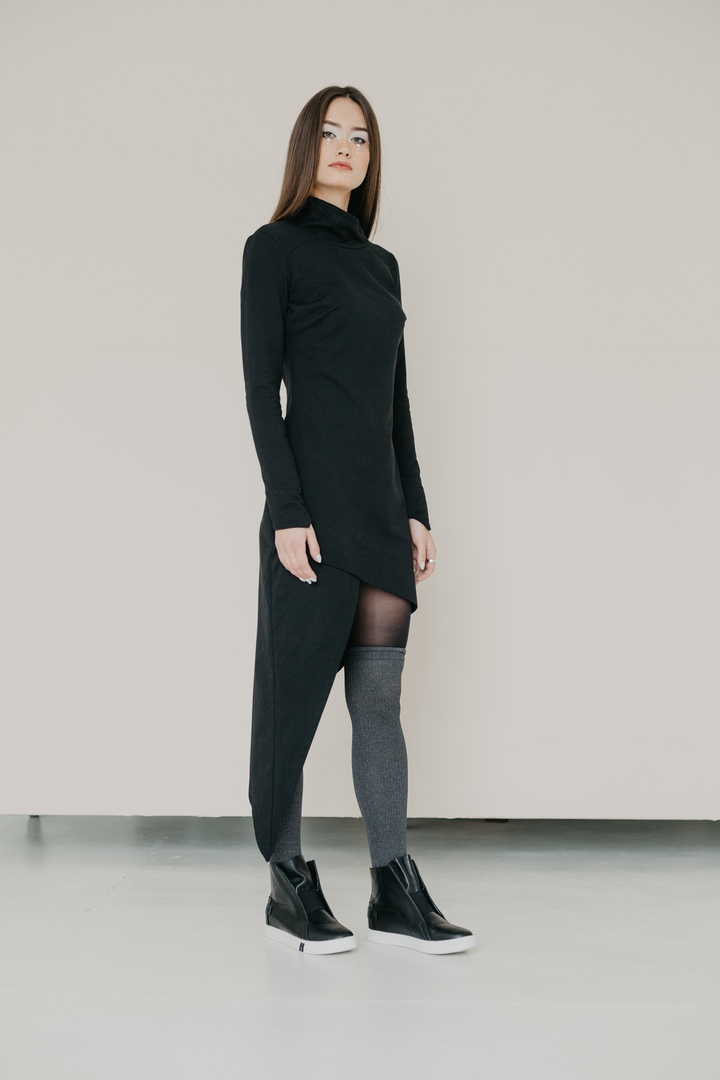 Платье СПИРАЛЬ черный - XS - Черный