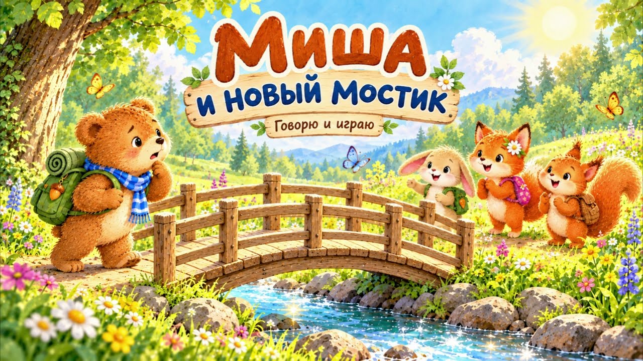 Обложка сказки «Миша и новый мостик»