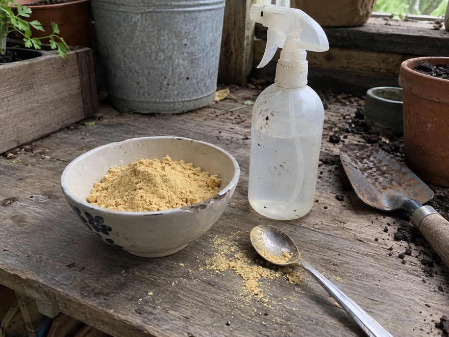 Dry mustard powder ingredient for a homemade Colorado potato beetle spray