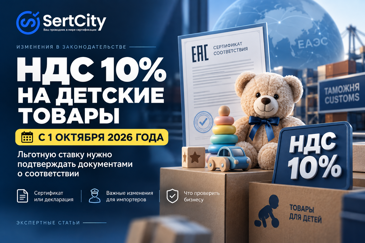 НДС 10% на детские товары с 1 октября 2026 года — новые требования к сертификатам и декларациям