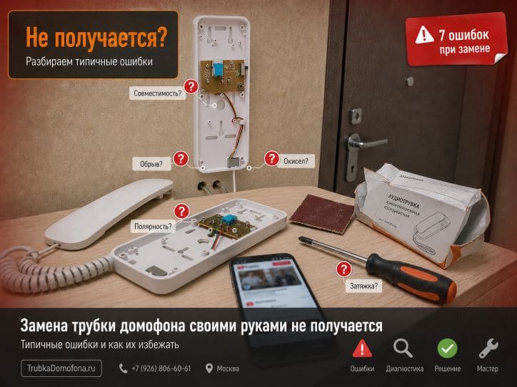 Замена трубки домофона своими руками не получается — типичные ошибки