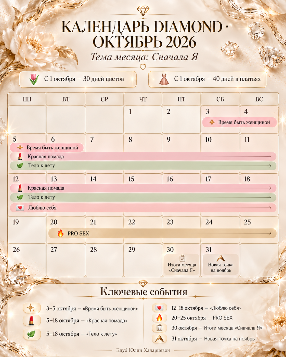 Календарь Diamond Октябрь 2026