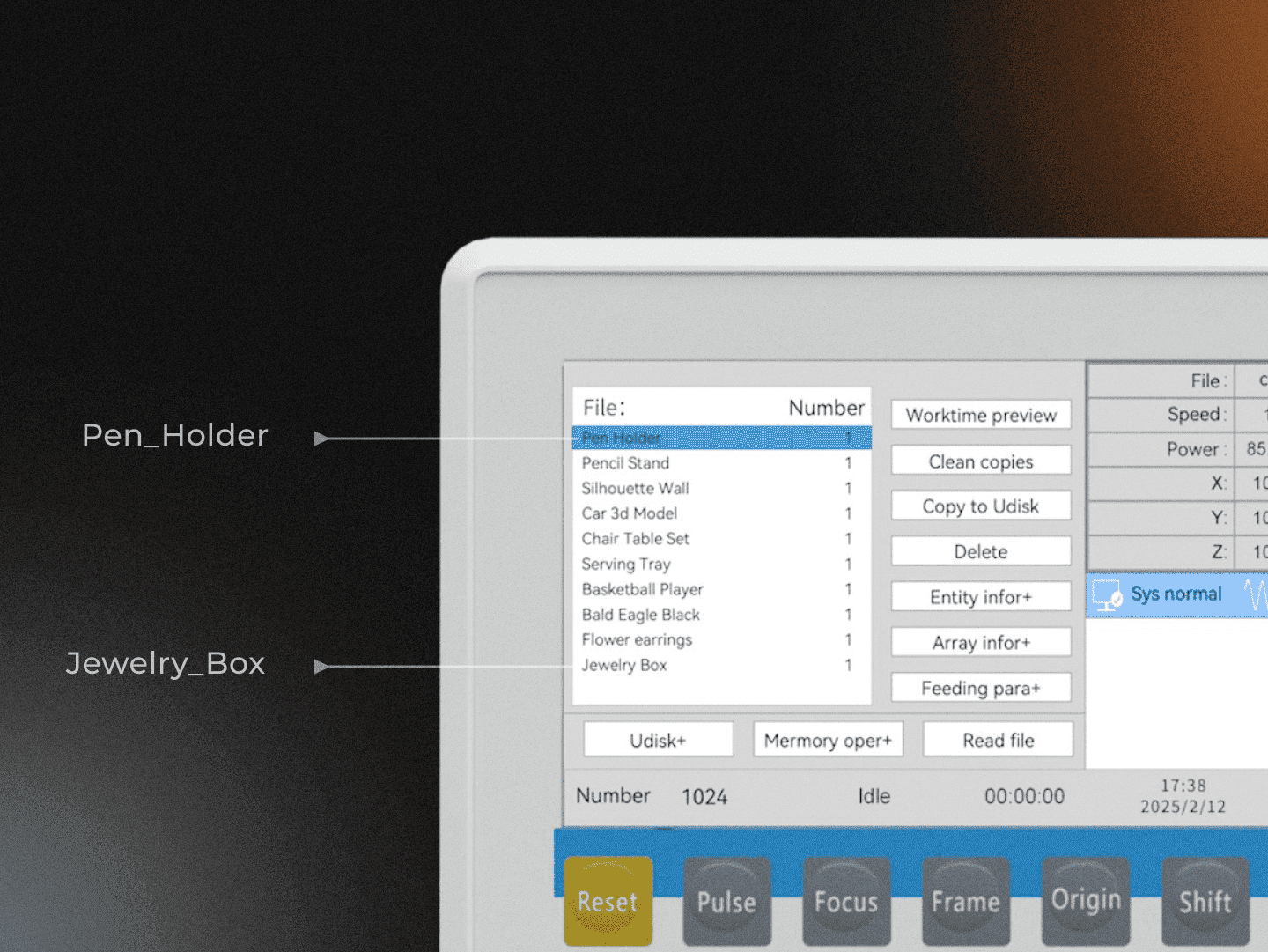 Панель управления RUIDA