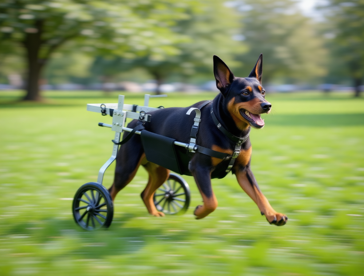 Pudel mit Rollstuhl