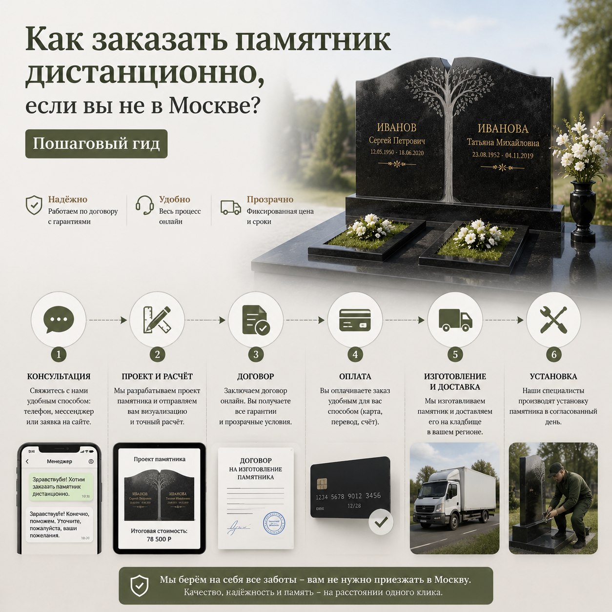 заказать памятник дистанционно