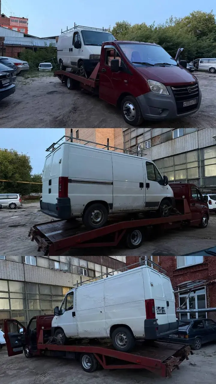 Коммерческий фургон на эвакуаторе