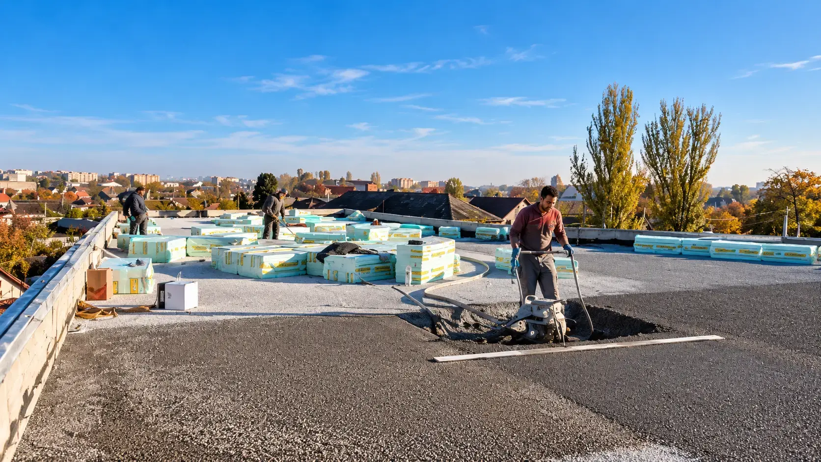 Vorarbeiter bespricht mit seinem Team den Arbeitsablauf auf der Baustelle