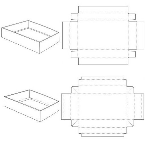 Чертеж коробочки из бумаги с крышкой