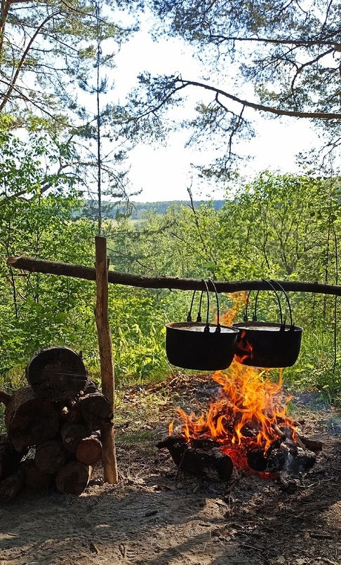 Костровое питание на курсе выживания