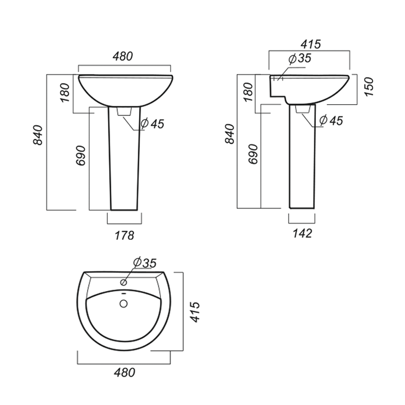 Умывальник Аттика 48