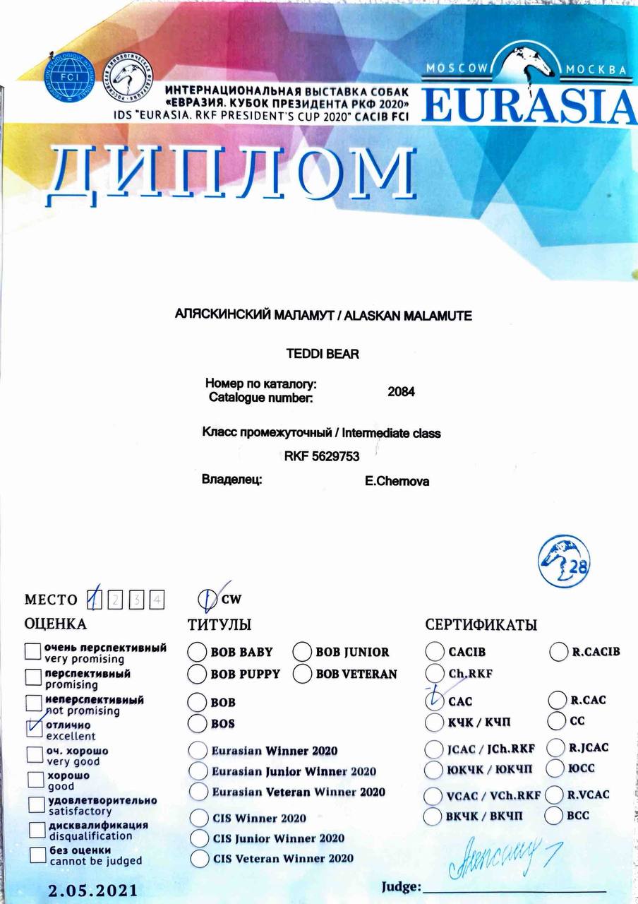 Диплом выставки Eurasia