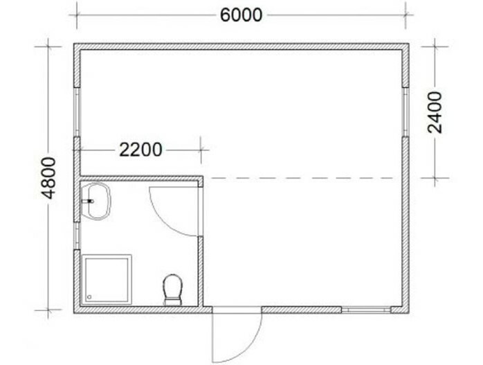 Планировка дачного туалета с душем