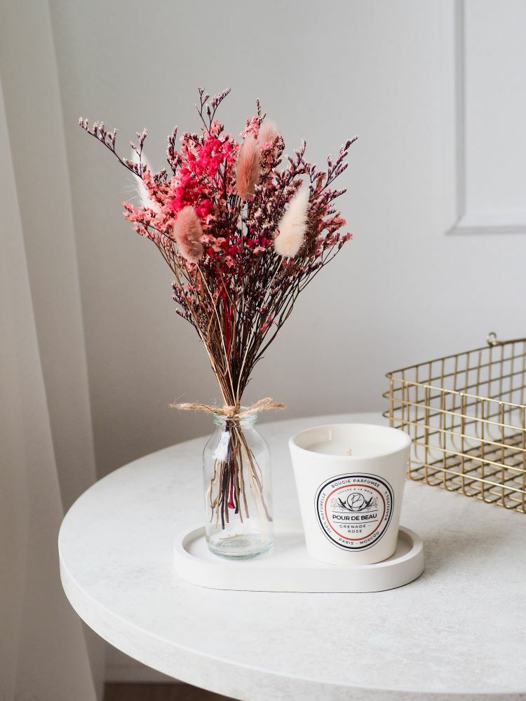 Мини букет и свеча из фарфора