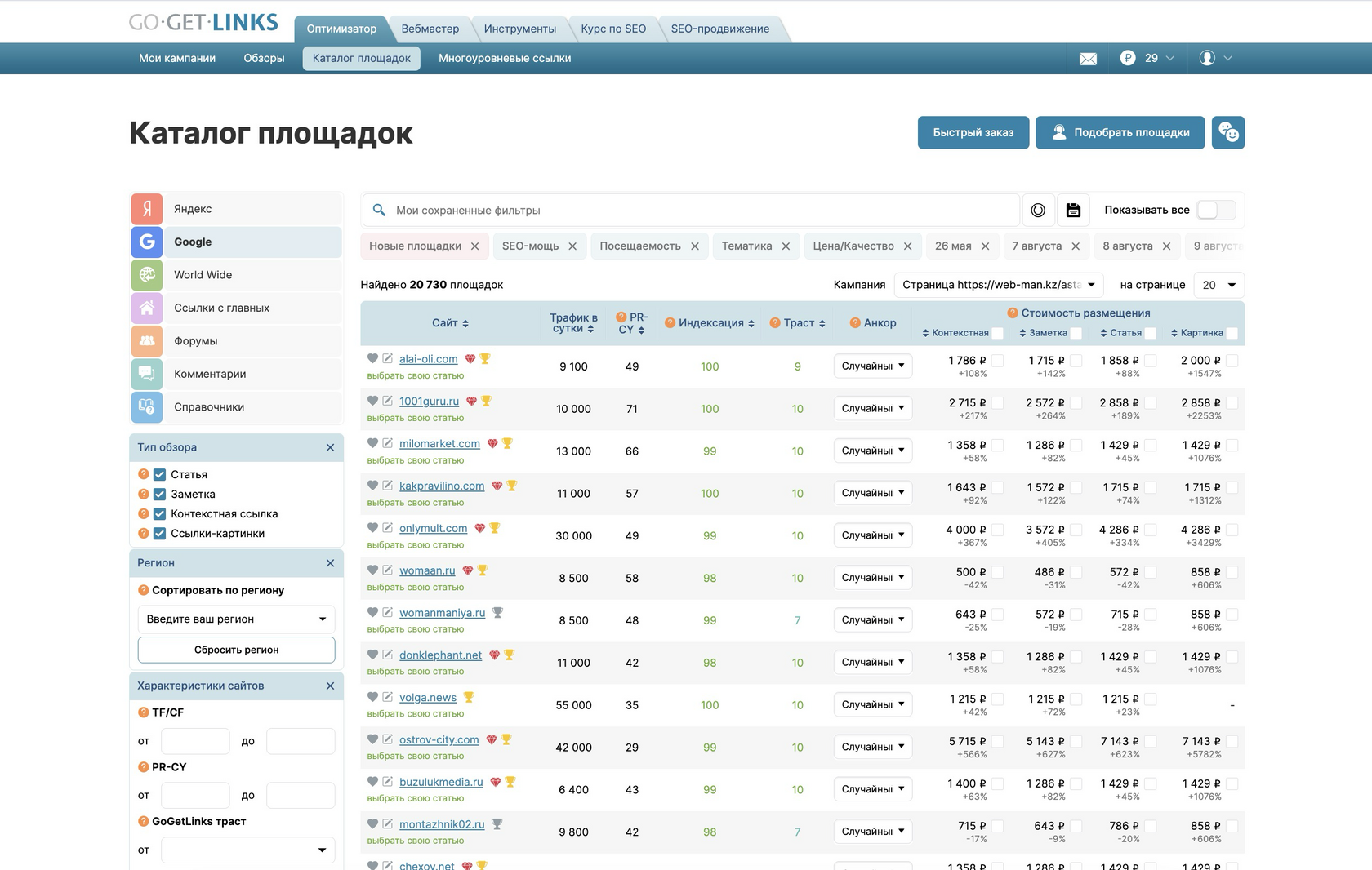 биржа ссылок