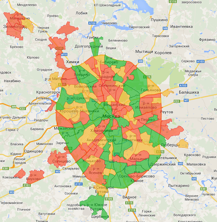 Схема в москве районы