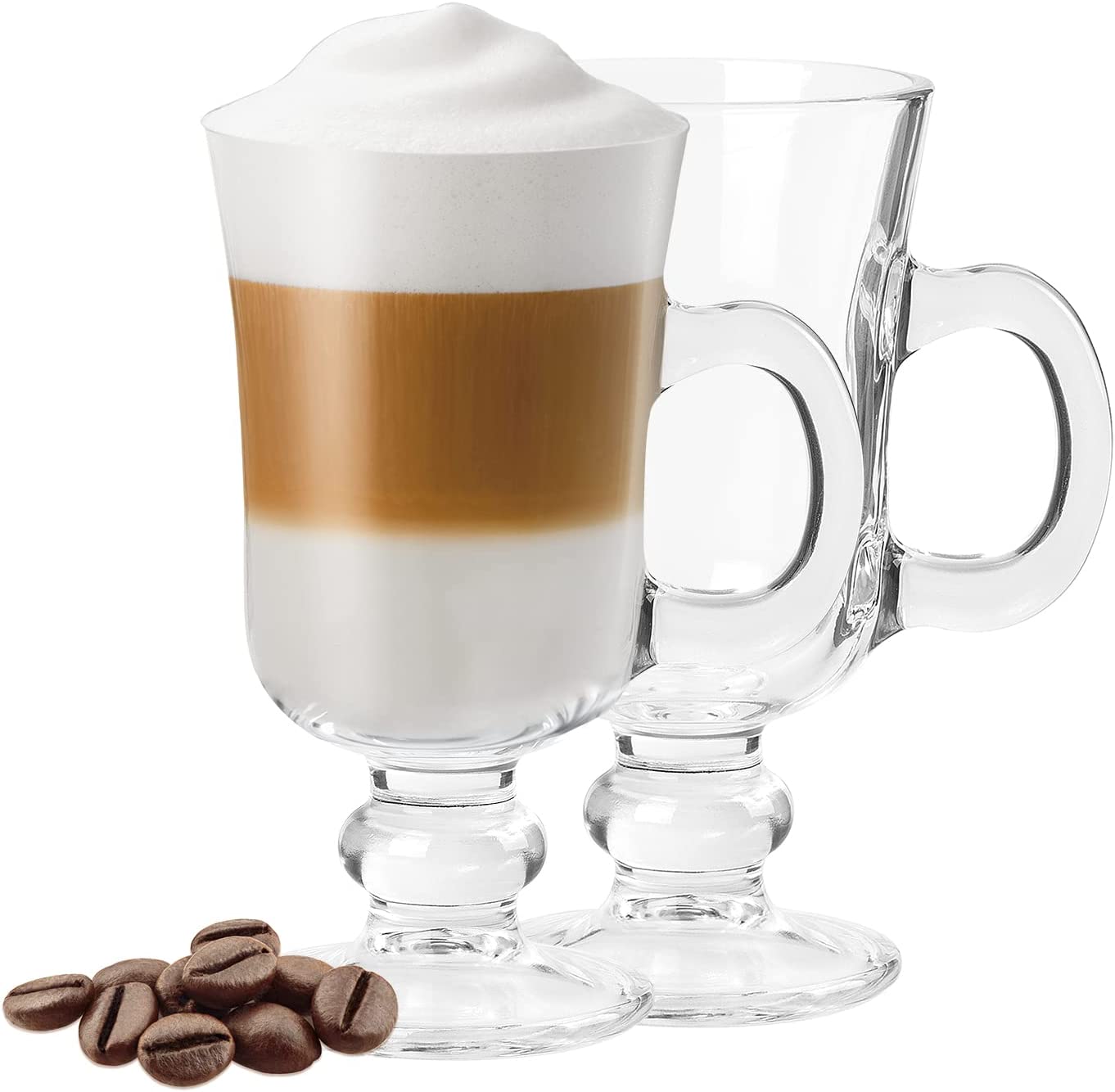 Set of 4 Thick Wall Glass Footed Irish Coffee Glass Mugs 8.25 oz. 