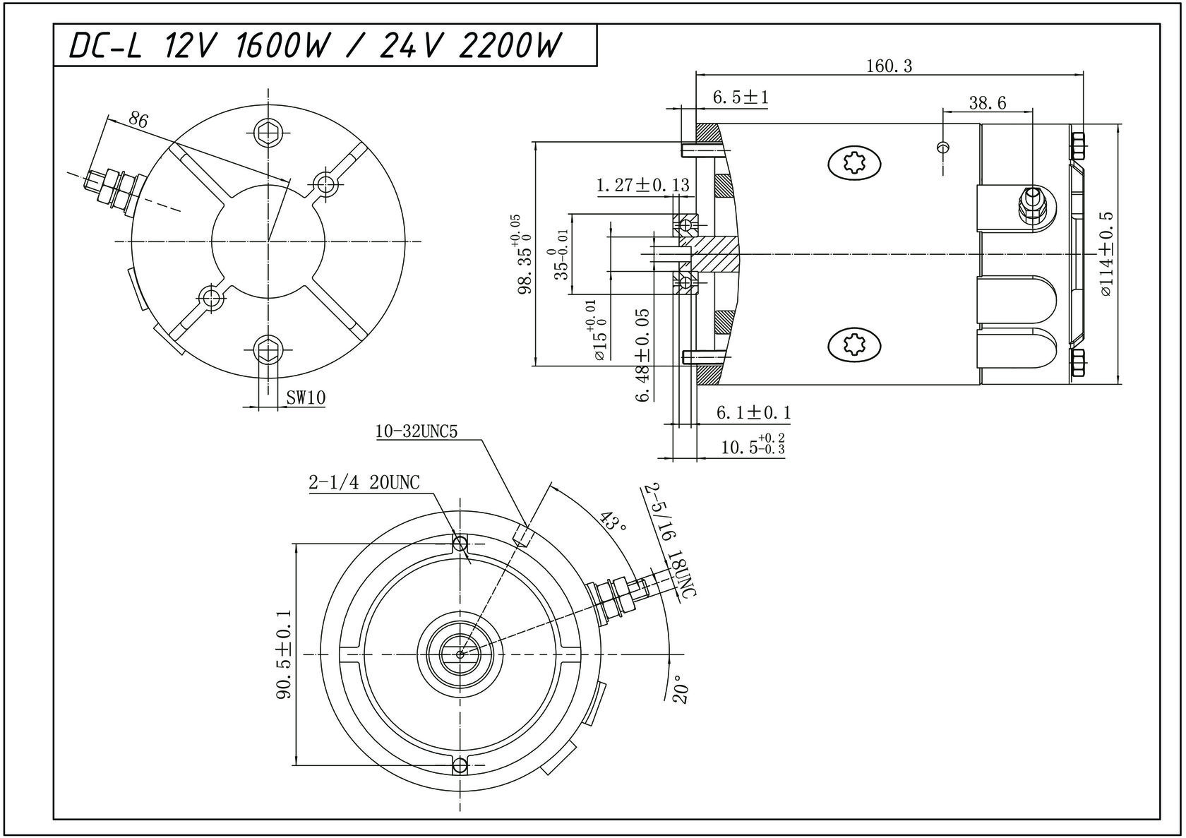 Drawing of the electric motor DC-L