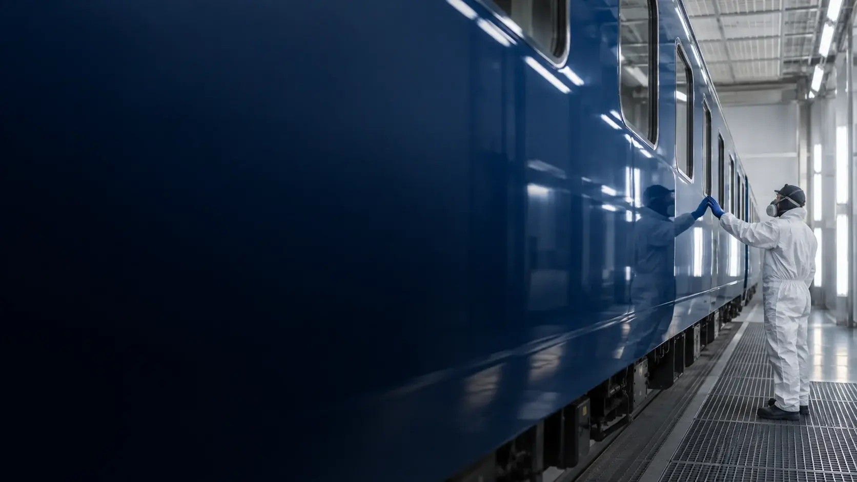 Illustration of a railway carriage surface coated with polyurethane enamel