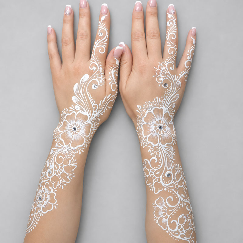 Lace-inspired white body art
