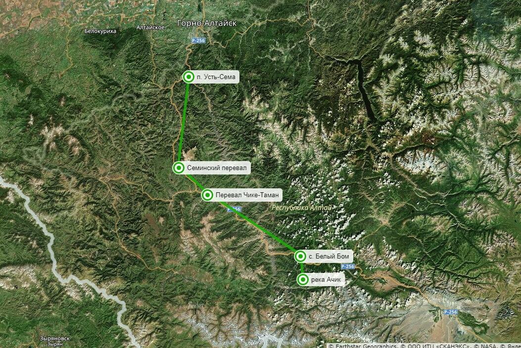 Карта алтая семинского перевала