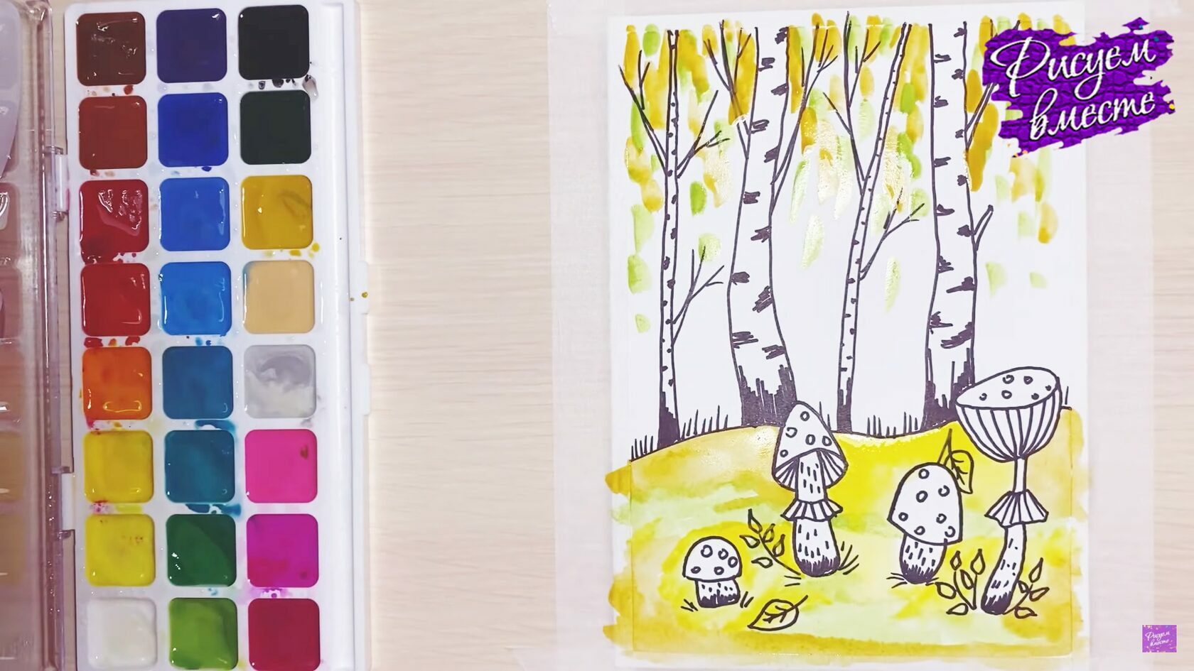 Как нарисовать осенний лес красками